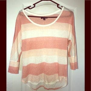 FINAL-American Eagle Sparkly Pink Striped 3/4 Tee